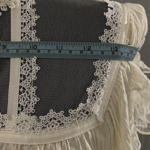 Rare Vintage 70's Gunne Sax Prairie White Wedding Lace Full Maxi Dress - Picture 8 of 8